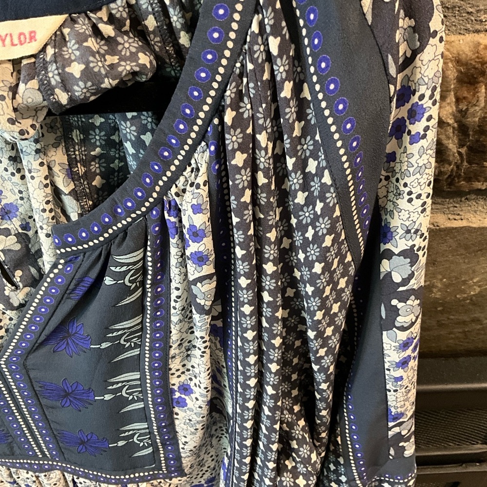 Rebecca Taylor Women's Blue Silk Patterned Top - Picture 3 of 5